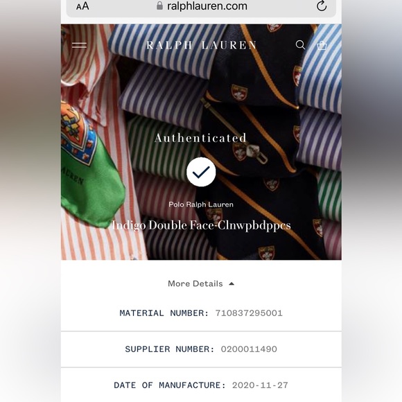 RECENT Polo Ralph Lauren Indigo Double Face Shirt L - Picture 5 of 5